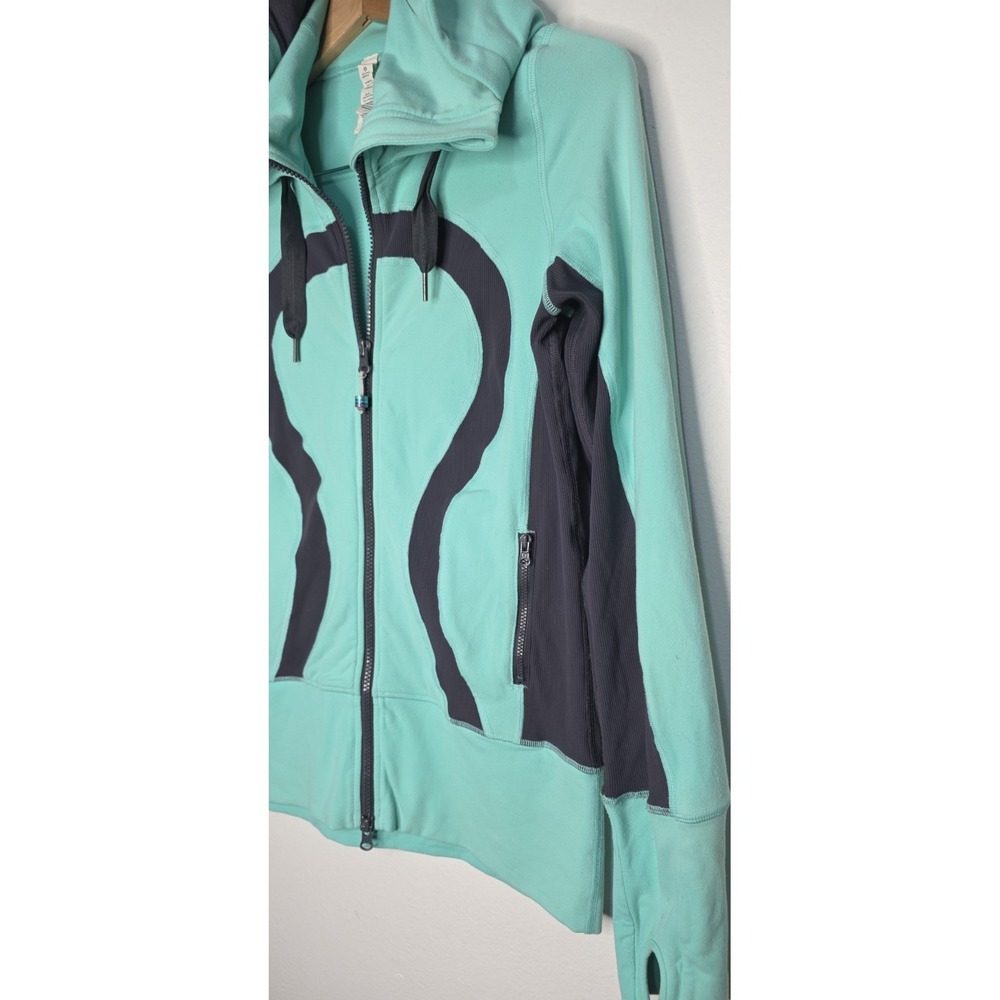 Lululemon Women‎ 6 Full Zip Teal Gray Athletic Workout Hoodie Sweatshirt Yoga - Picture 2 of 6